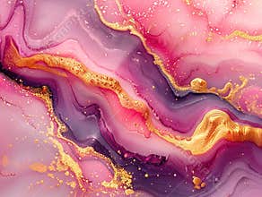 Colorful ink luxury abstract background, gold pink marble texture, fluid art pattern wallpaper, underwater paint mix