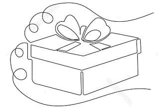 Simple outline single line art illustration isolated party surprise icon