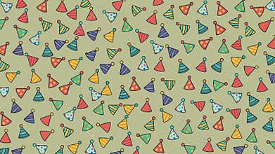 Festive Party Hats Pattern with Bright Colors for Celebration Illustrations