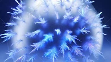 \"Auroral Frost Blooming on Metallic Sphere, Cinematic 4K Loop, Shimmering Lights, Slow Motion, Futur