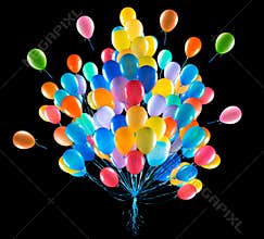 Flying balloons isolated