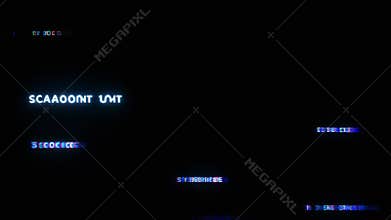 Abstract Digital Glitch Effect on Black Screen with Corrupted Text and Data Noise