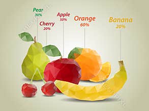Polygonal fruit illustrations