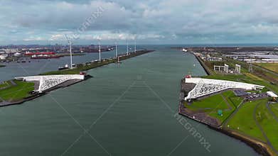 The Maeslantkering, or Maeslant barrier, is a storm barrier in the Rhine Delta in the Netherlands for flood protection