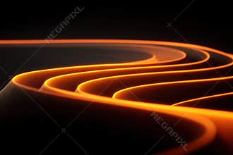 Moody Halloween Abstract with Curved Pumpkin Patterns and Orange Glow