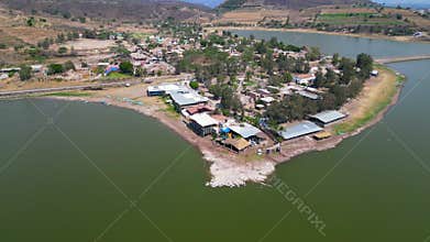 Drone Flying Around Restaurants by Valencia Dam, Jalisco