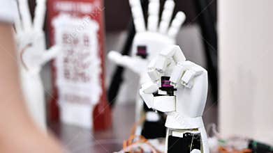 3D printing robotic hand showing technology and innovation in bionic engineering