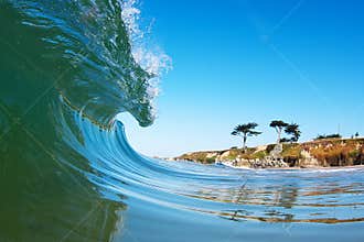 Surfing Wave Breaking Near the Shore in California