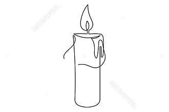 Single line candle artwork continuous outline minimalist hand drawn illustration