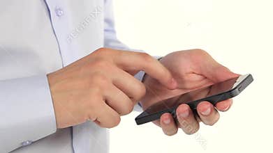 Man hands using smartphone