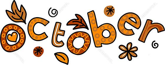 October Month of the Year Freehand Text