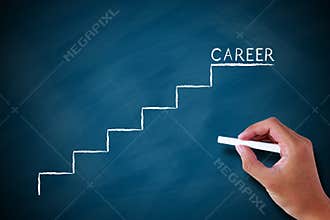 Career with ladder on chalkboard