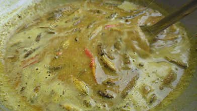 Small Snakehead or Channa orientalis fish curry.