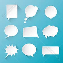 White vector communication speech bubble clouds wi