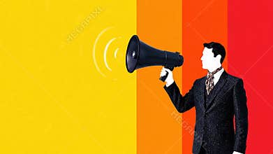 Man with Megaphone - Announcing News and Making Important Announcements