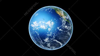Realistic World Map Wraps to Globe (black bg)