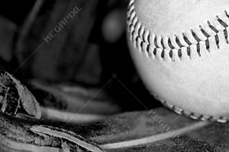 Baseball in black and White