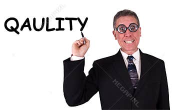 Funny Businessman Can't Spell Quality