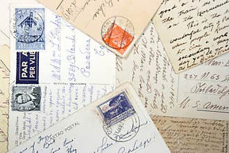 Old postcards and hand writing