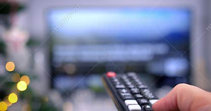 Searching on smart tv with remote control on Christmas