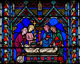 Stained Glass in Notre Dame, Paris - burial rite