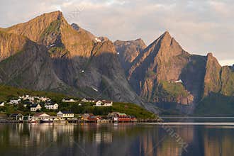 Beautiful landscape of Lofoten archipelago in summer season in a morning, Norway, Scandinavia