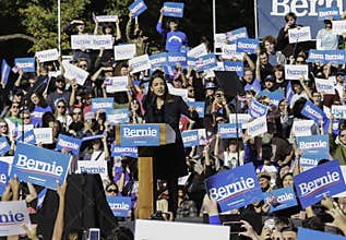 Alexandria Ocasio-Cortez at  Bernie Sanders is Back Rally in Queensbridge Park, Queens, New York