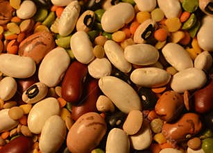 Variety of beans, legumes, peas and lentils