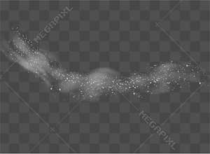Fog vector. Snow and wind on a transparent background. Illustration of a white gradient of snow and wind with snowflakes