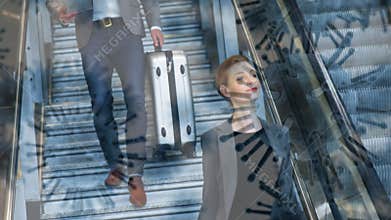 Macro corona virus spreading with business people in the background