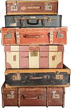 Old Vintage Suitcase, Suitcases, Isolated, Luggage