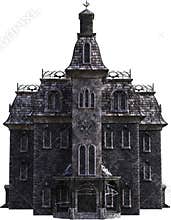 Vintage Halloween Haunted House, Isolated