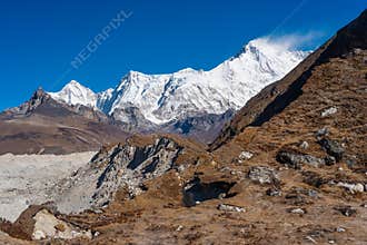 Cho Oyu mountain peak, sixth highest peak in the world, Himalaya mountains range in Nepal