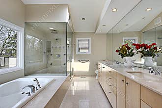 Master bath with glass shower
