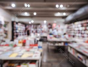 Bookshop interior Book shelf blur background Store Retail business