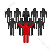 Set of 3D stick figures with team leader, vector illustration