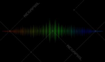 Colorful Audio sound waves on black background .Sound wave. Level, song.