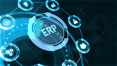 Business, Technology, Internet and network concept. Enterprise Resource Planning ERP corporate company management
