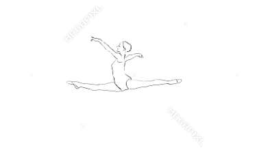Animation of gradual weight loss of a woman in a ballet jump.