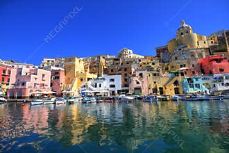 Italian sea coast, procida, naples