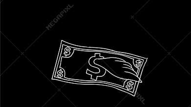 Dollar Bill Flying With Wings Drawing 2D Animation