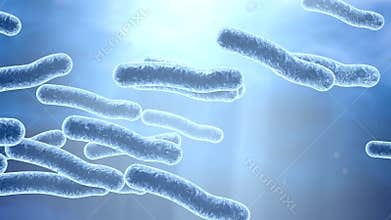Legionella bacteria in water, 3D illustration