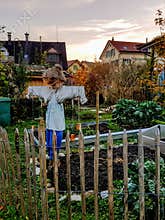 House garden with scarecrow in Wald Switzerland