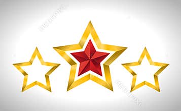 Vector illustration of 3 gold stars christmas new year holiday 3D Christmas