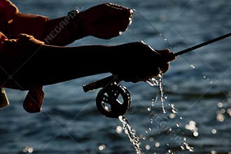 Water droplets fly fishing