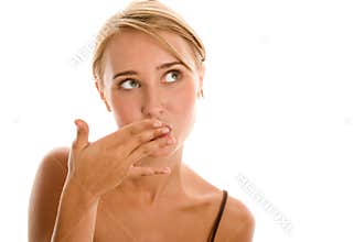 Woman licking her fngers