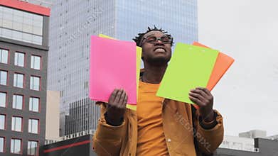 African American man student passed the exams and start career