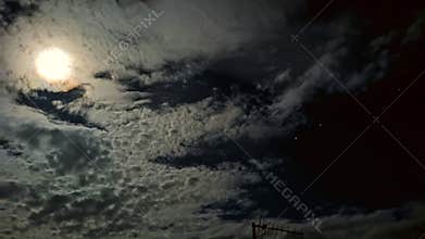 Cloudy sky star moon night