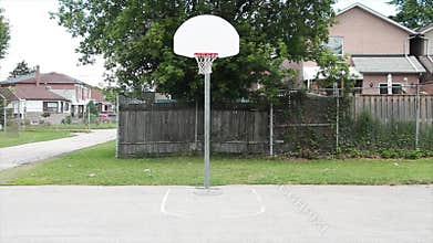 recreational outdoor basketball net with full post pole backboard and rim net