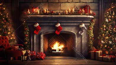Radiating holiday cheer and warmth with this beautifully arranged Christmas scene
